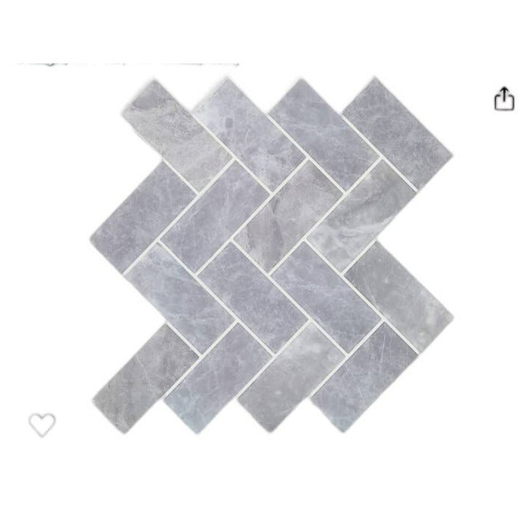 2 PACK Peel and Stick Tile Backsplash, Marble Grey Herringbone Tile 12" x 12" - Picture 1 of 2
